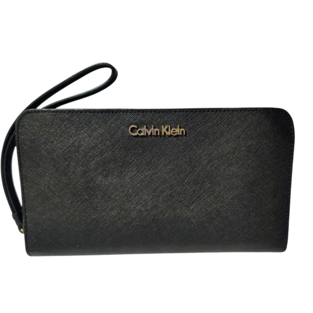 Calvin Klein Wallet Clutch Zip around Saffiano Leather Black 8